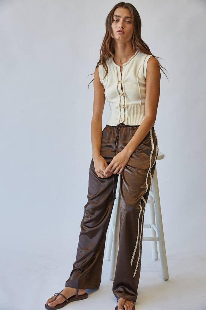 Creamon - Natural Roll Up Neck Sweater Vest Top