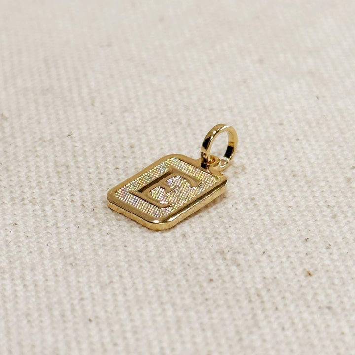 GoldFi - Textured Initial Plate Pendant in Gold Filled