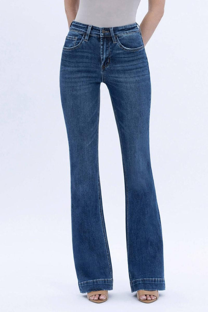 VERVET by FLYING MONKEY -  High Rise Trouser Hem Bootcut Jeans in Sustainability