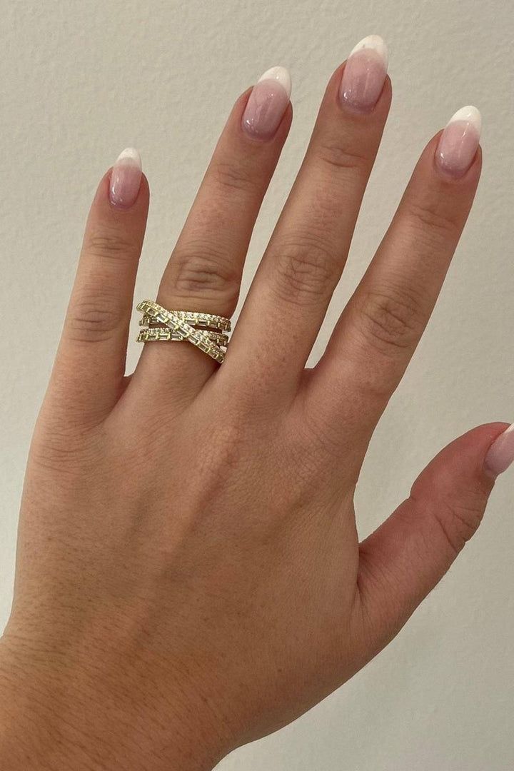 Sahira Jewelry - Rachel Criss-Cross Pave Ring - Size 6