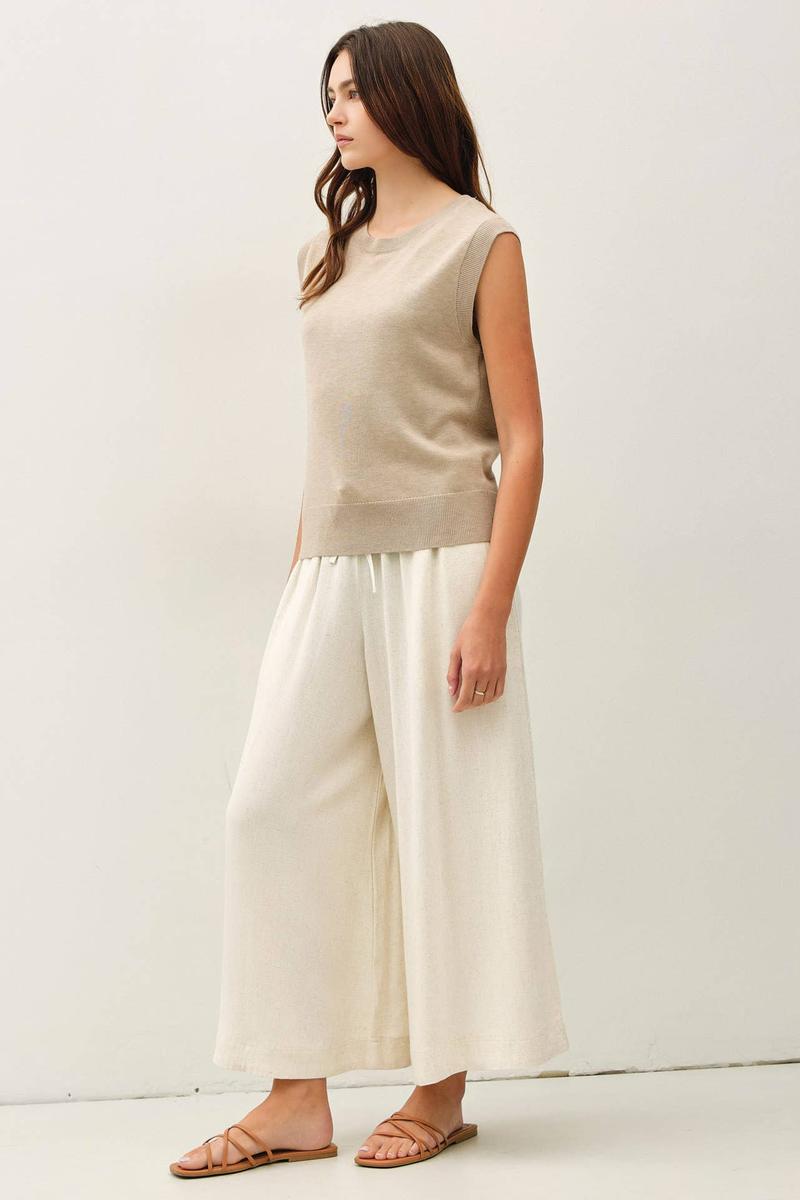 Be Cool - Linen Blend Cropped Palazzo Pants