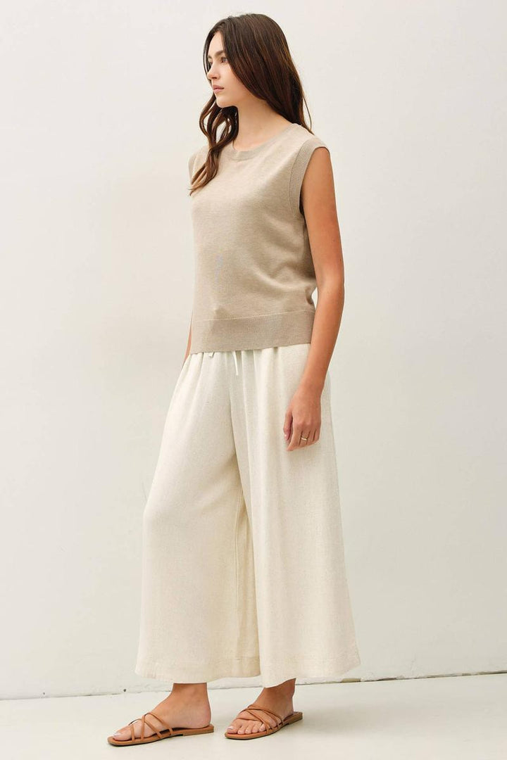 Be Cool - Linen Blend Cropped Palazzo Pants