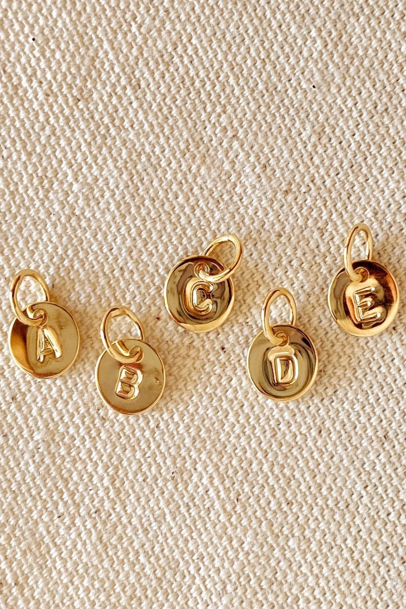 GoldFi - Stamped Tiny Initial Letter Charm in 18k Gold Fill - A