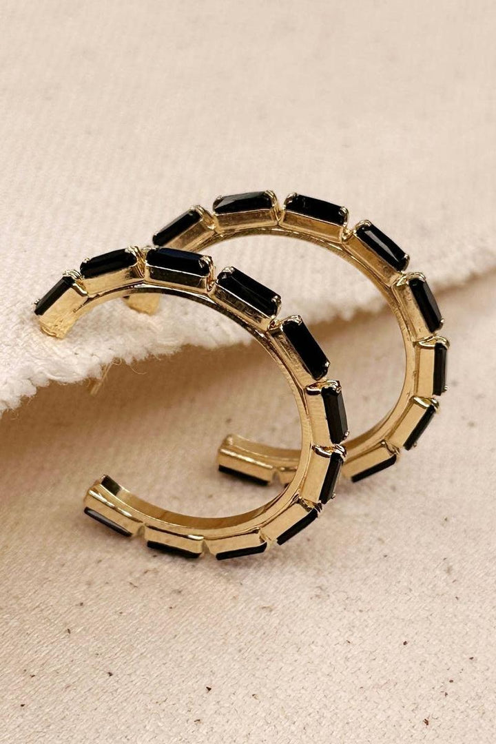 GoldFi-Chic Baguette Hoop Earrings in 18k Gold Filled