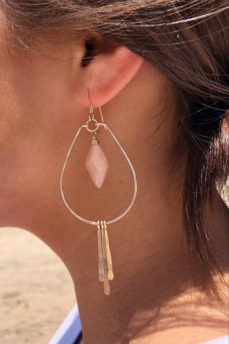 Quinn Sharp - Diamond Gemstone Teardrop Hoops | 14kt Gold Filled, Sterling