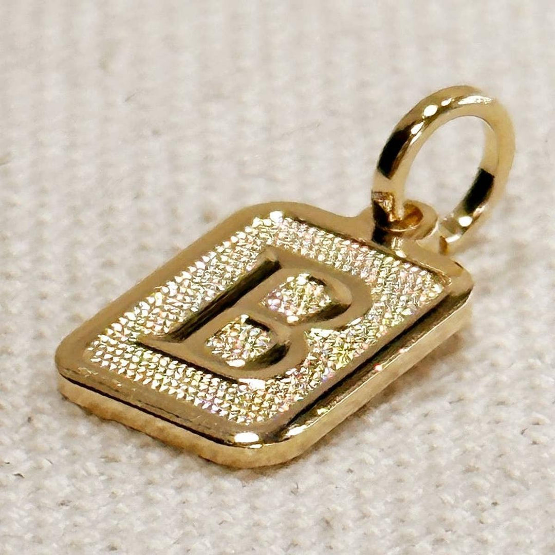 GoldFi - Textured Initial Plate Pendant in Gold Filled