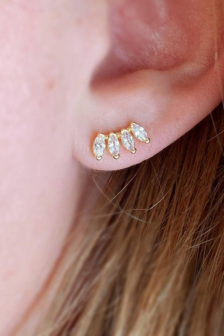 GoldFi - 18k Gold Filled Slightly Curved Cubic Zirconia Stud Earrings
