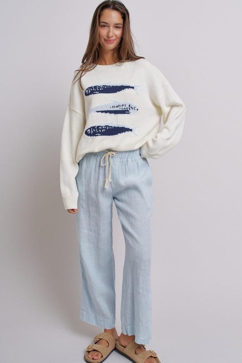 Urban Daizy - Graphic Oversized Drop-Shoulder Knit Sweater