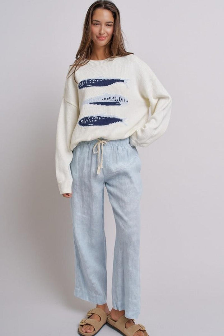 Urban Daizy - Graphic Oversized Drop-Shoulder Knit Sweater
