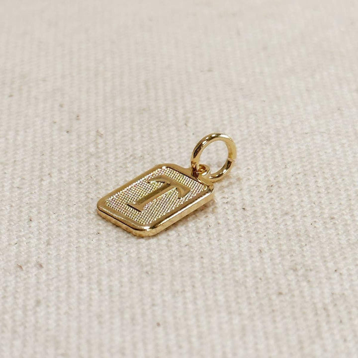 GoldFi - Textured Initial Plate Pendant in Gold Filled