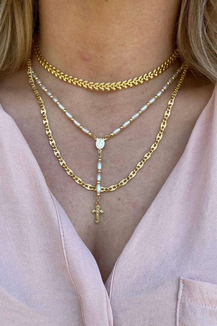 Goldfi - 18k Gold Filled Leaf Choker Necklace