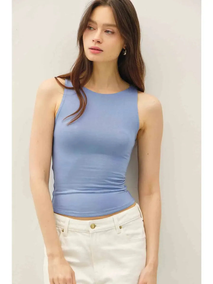 Be Cool - Basic Double Lined Boat Neck Tank
