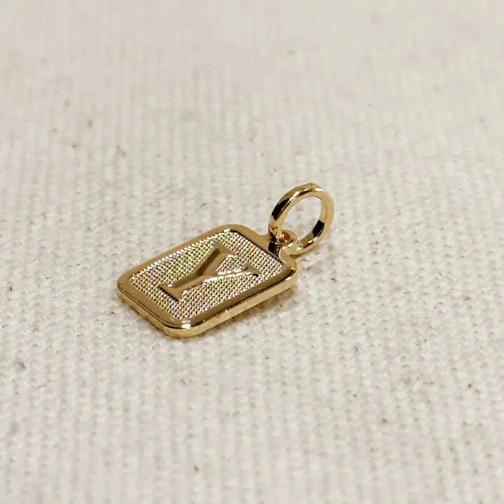 GoldFi - Textured Initial Plate Pendant - Letter Y