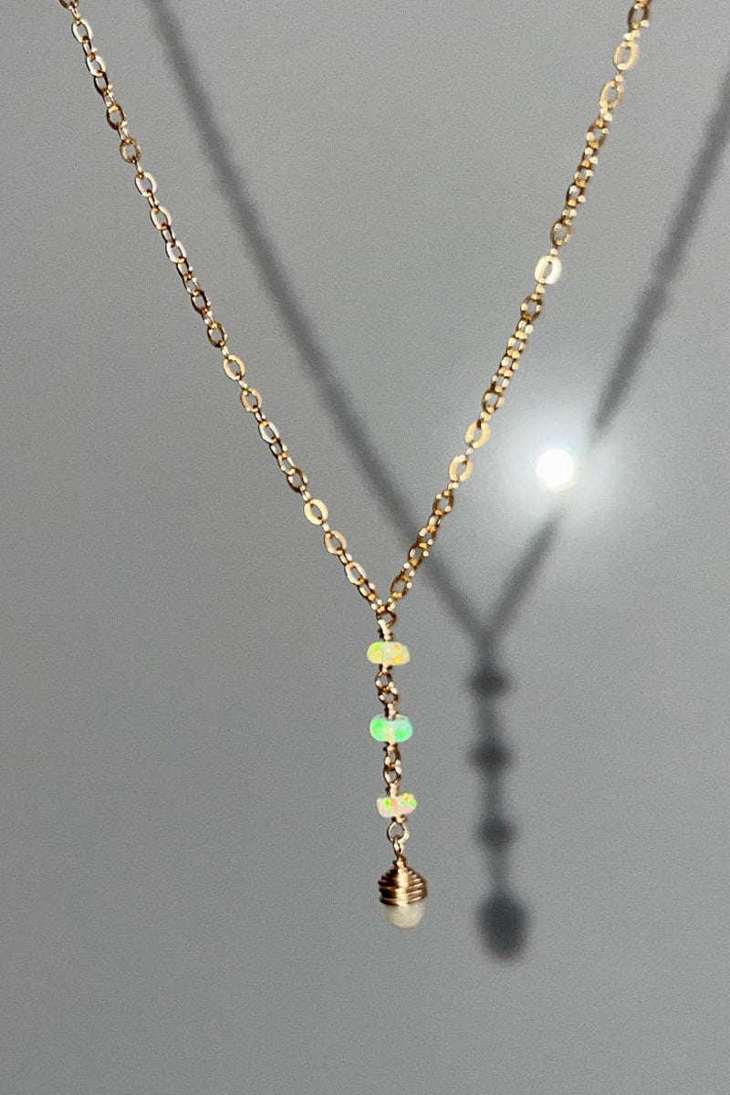 Tree Myriah - Fiery Opal Dawn Lariat in Gold
