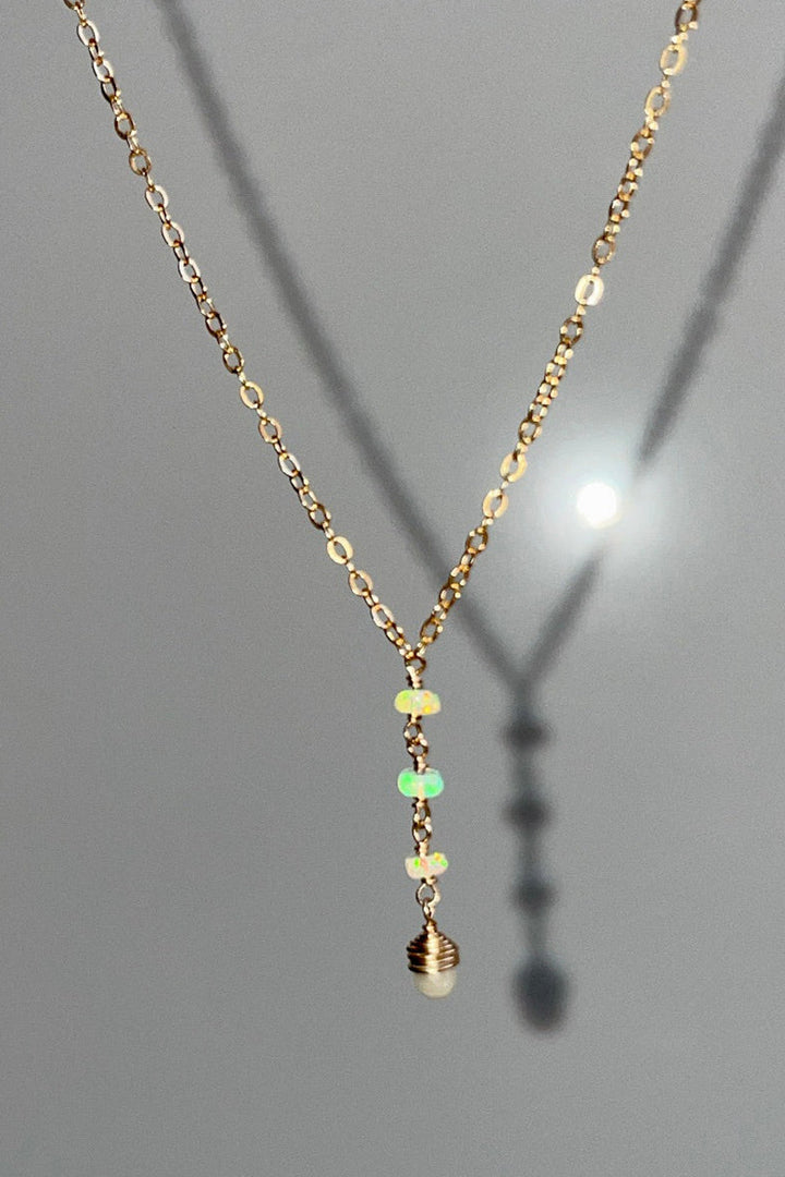 Tree Myriah - Fiery Opal Dawn Lariat in Gold