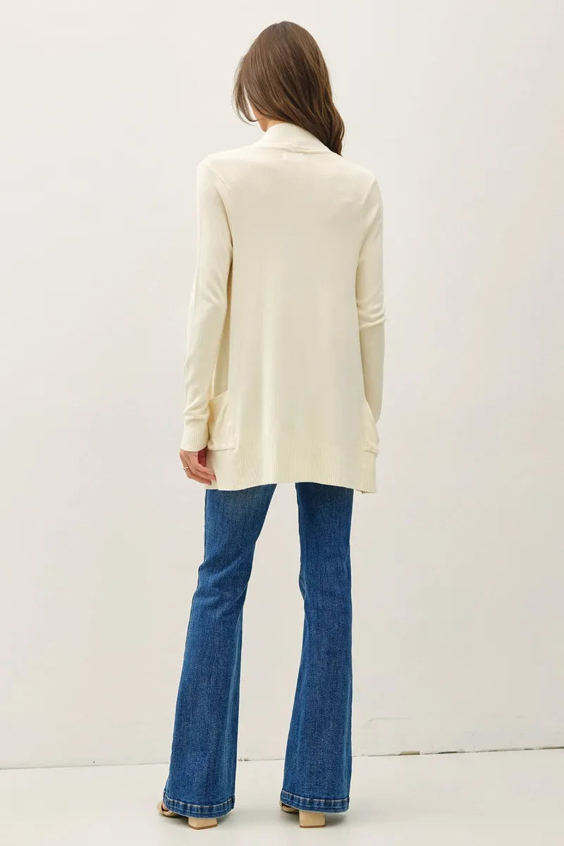 Be Cool - Cotton Blend Knit Open Front Cardigan in Snow White