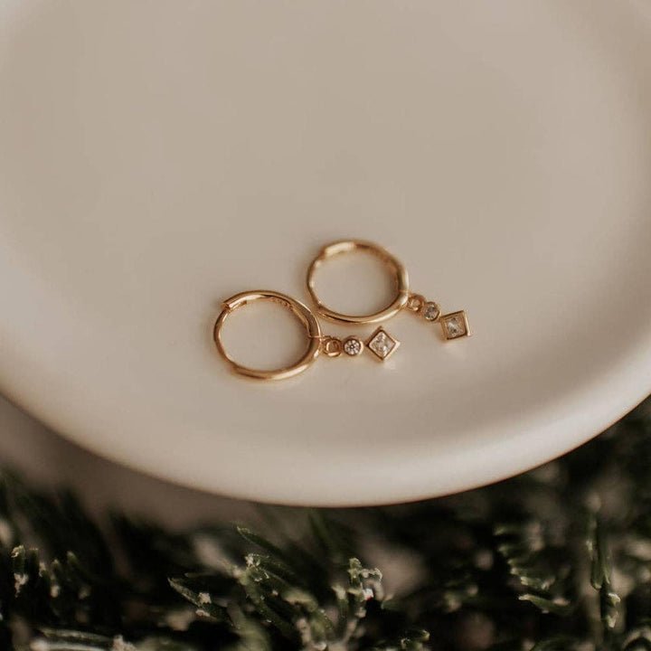 Mauve Jewelry Co. - Willow Diamond Dangle Hoops in Gold Vermeil