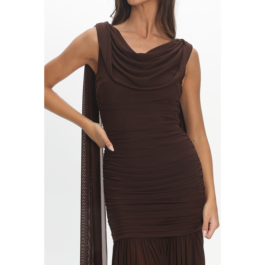 One and Only Collective - Cowl Neck Open Back Maxi Dress