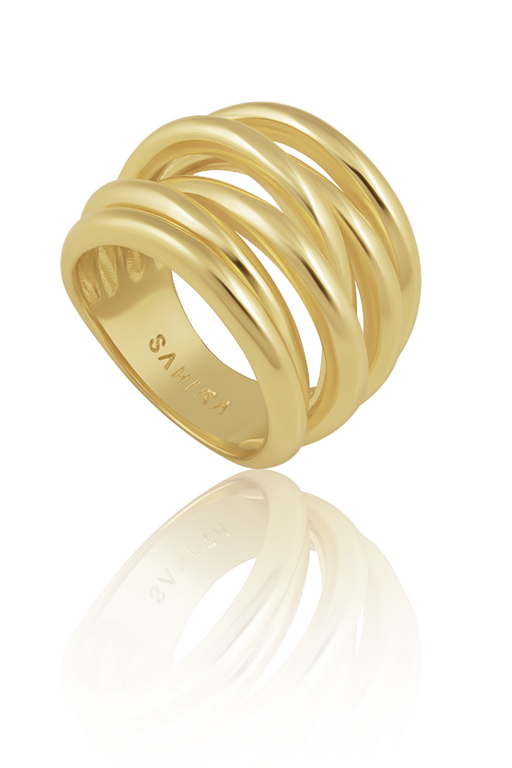 Sahira Jewelry - Lennon Multi Layered Gold Ring - Size 6