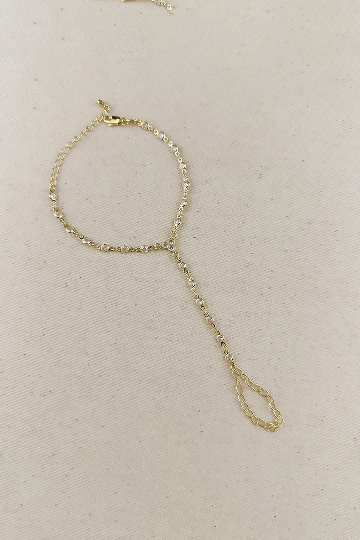 GoldFi - 18k Gold Filled Round Bezel Cubic Zirconium Hand Chain