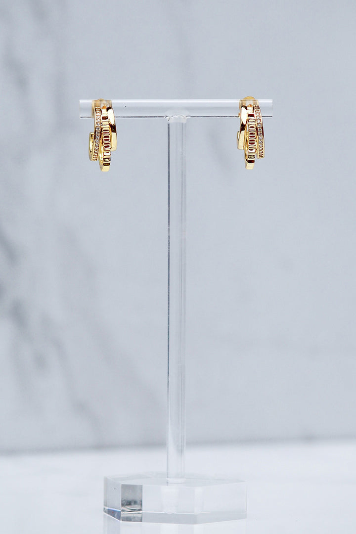 Native Gem - Triple Threat Huggies with Cubic Zirconia in 14k Gold Vermeil