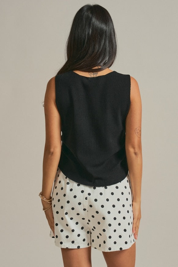 Urban Daizy - Button-Front Knit Vest Top with Side Detail