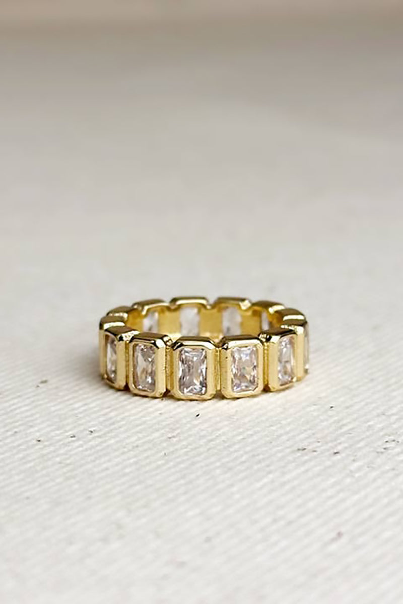 GoldFi - Chunky Cubic Zirconium Eternity Band Ring in Gold - Size 6.5