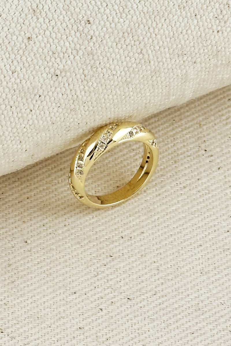 GoldFi - 18k Gold Filled Cubic Zirconium Ribbon Detail Band Ring