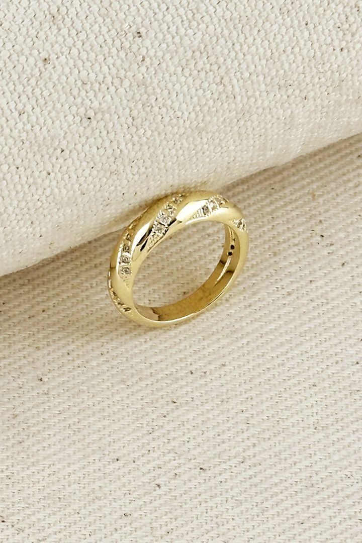 GoldFi - 18k Gold Filled Cubic Zirconium Ribbon Detail Band Ring