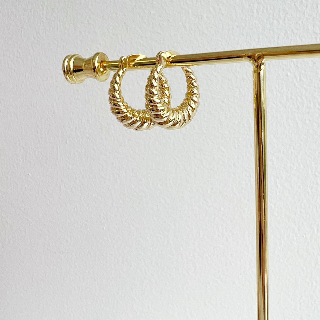 True By Kristy Jewelry - Endless Weekend Croissant Twist Hoops Earrings Gold Filled