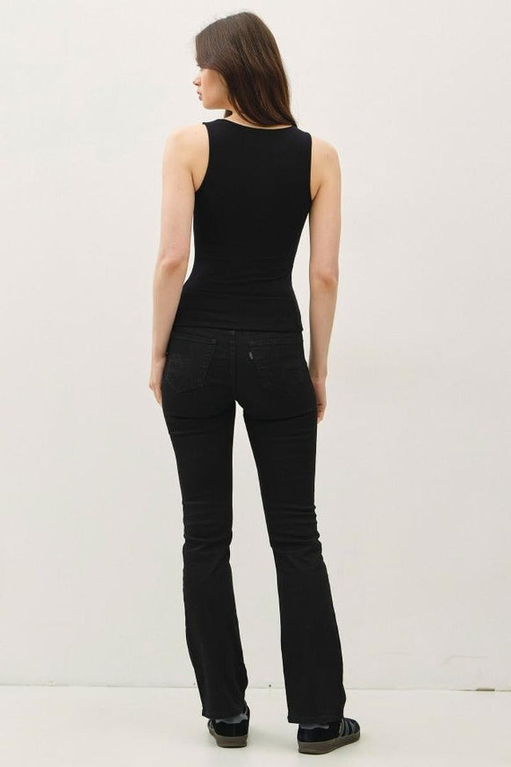 Be Cool - Restock-Soft Core-Double Lined Basic Square Neck Tank in Black