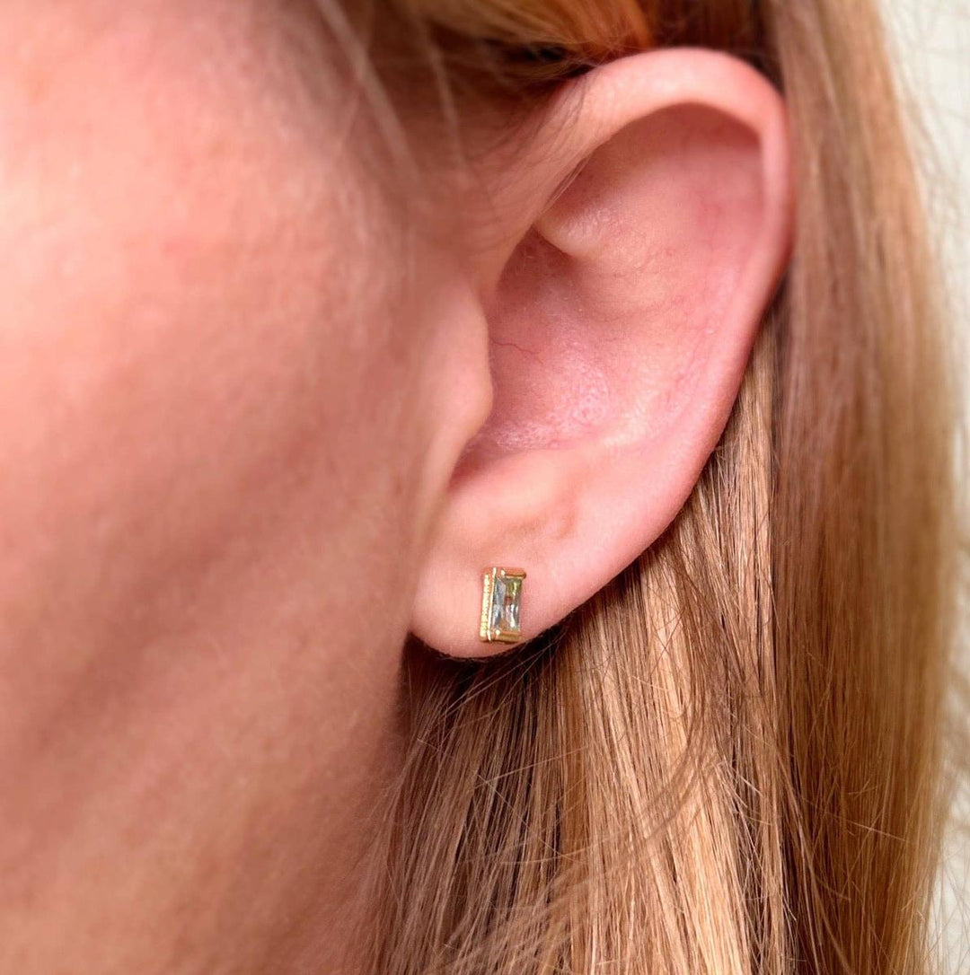 GoldFi - 18k Gold Filled Baguette Birthstone Stud Earrings
