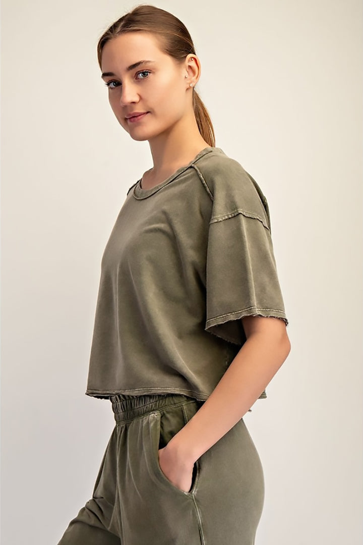 Rae Mode - Mineral Washed Terry Butter Cropped Tee