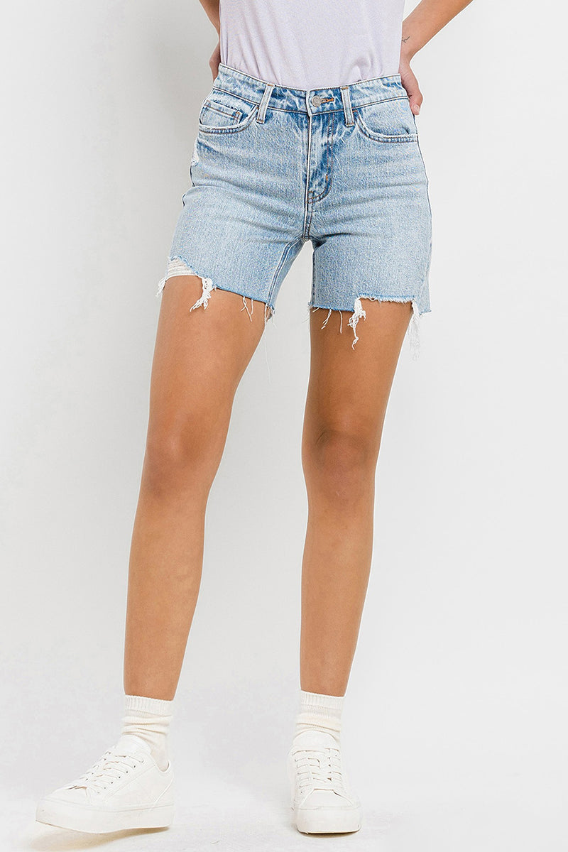 VERVET by Flying Monkey - Loretta High Rise Midi Shorts in Double Trouble