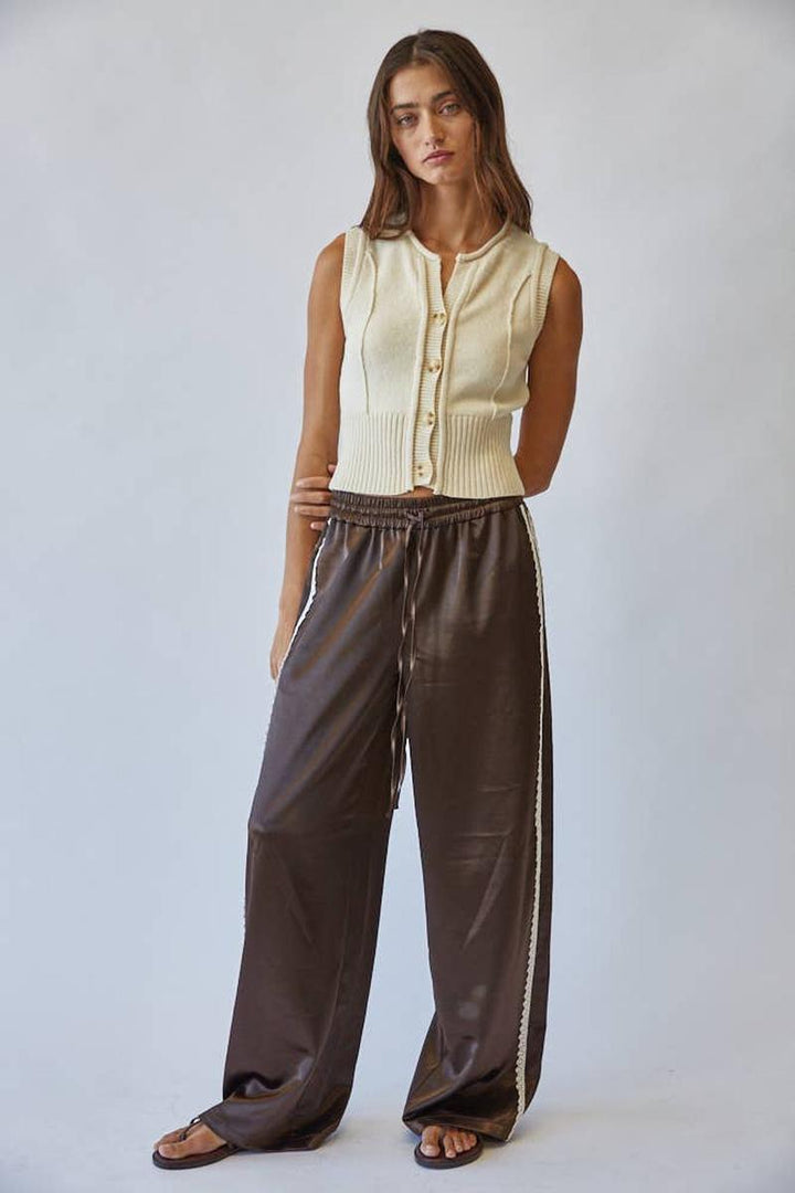 Creamon - Natural Roll Up Neck Sweater Vest Top