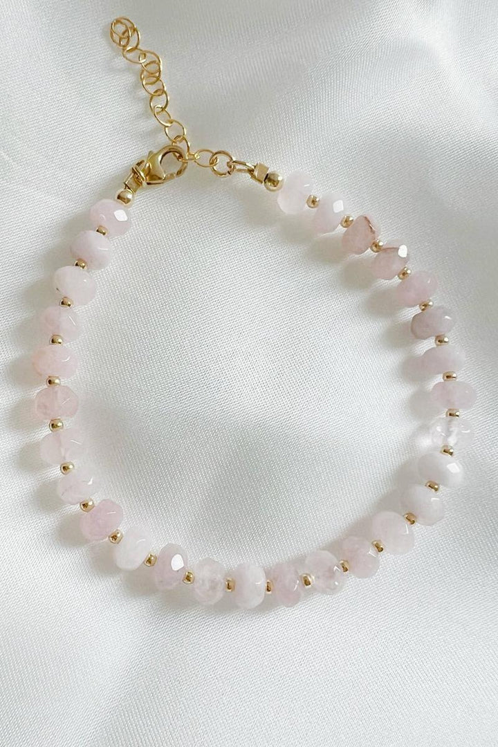 True By Kristy Jewelry - Rosalie Rose Quartz Pink Gold Filled Beaded Bracelet