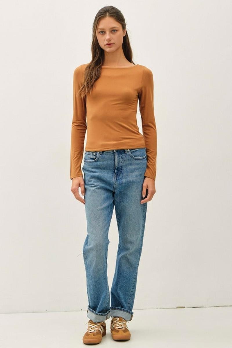 Be Cool - Boat Neck Long Sleeve Top