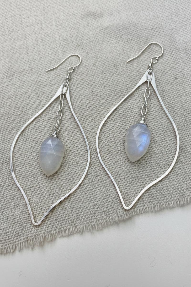 Elysium Jewelry - Moonstone Petal Drop Earring in Stering Silver