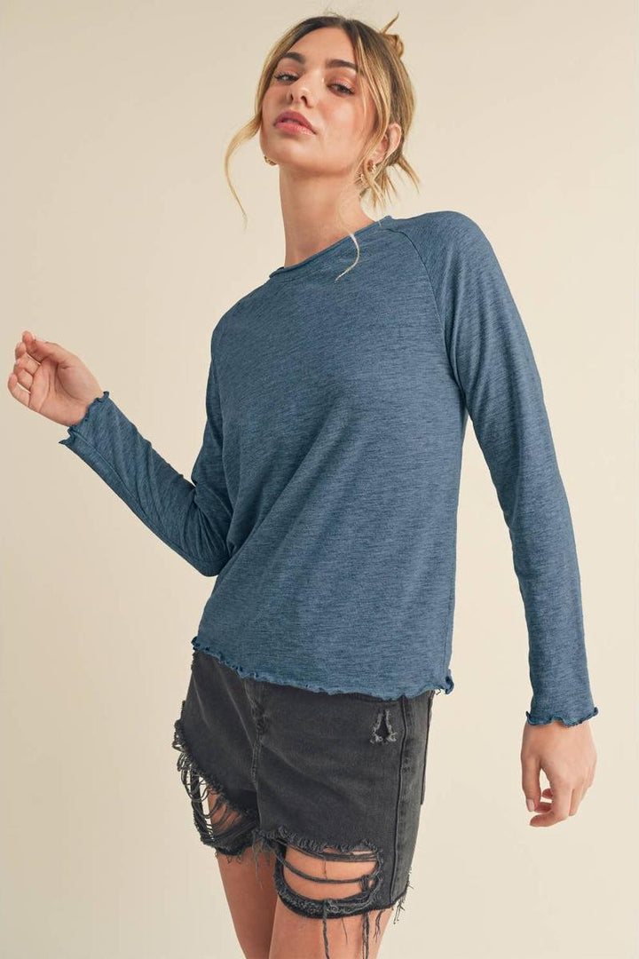 AEMI+CO - Gwen Baby Long Sleeve Tee in Cerulean