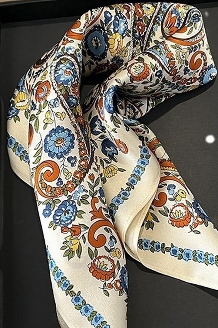 ACCITY - Square 100% Silk Floral Scarf