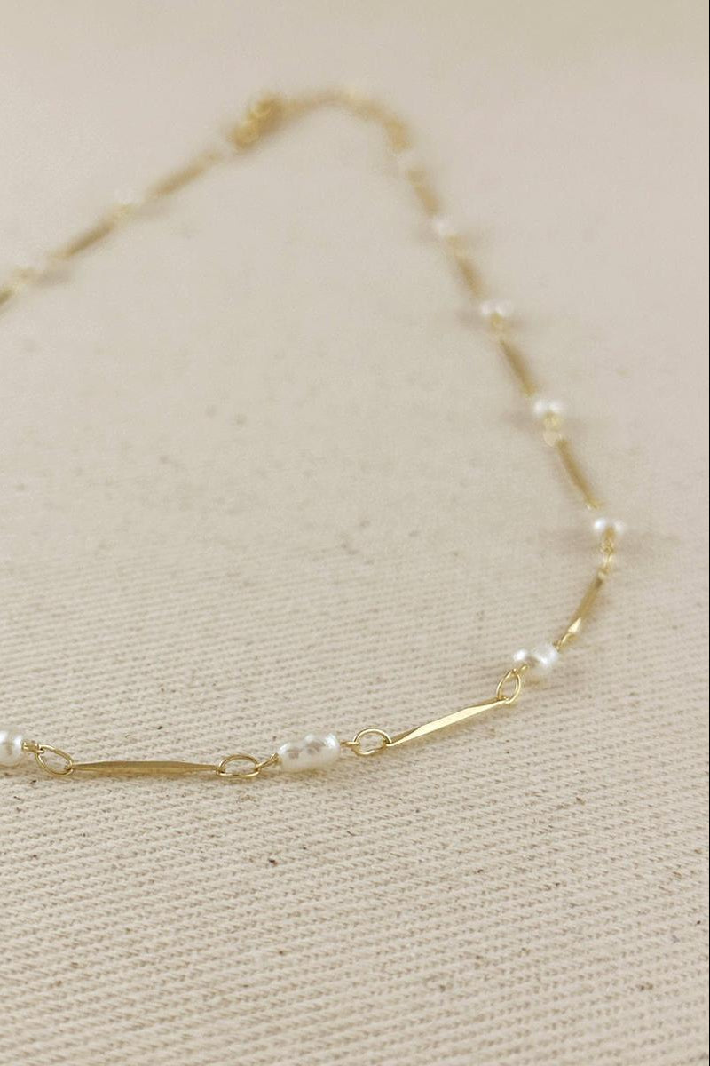 GoldFi - 18K Gold Filled Pearl Bead & Straw Necklace