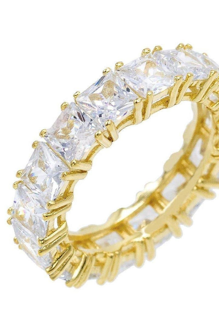 Sahira Jewelry - Sterling Silver Radiant Cut Band Ring - Size 8