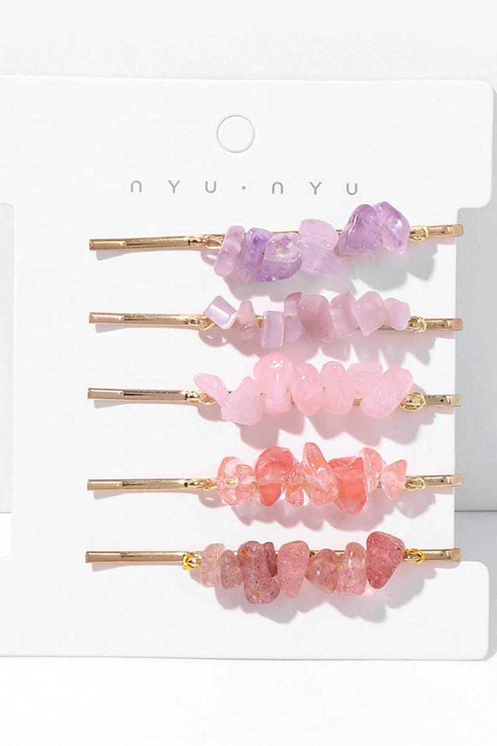 ACCITY - Natural Red Stone Hair Clip Set