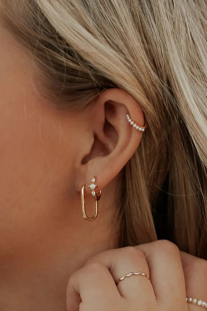 Mauve Jewelry Co. - Grace Pearl Hoops in Gold Vermeil