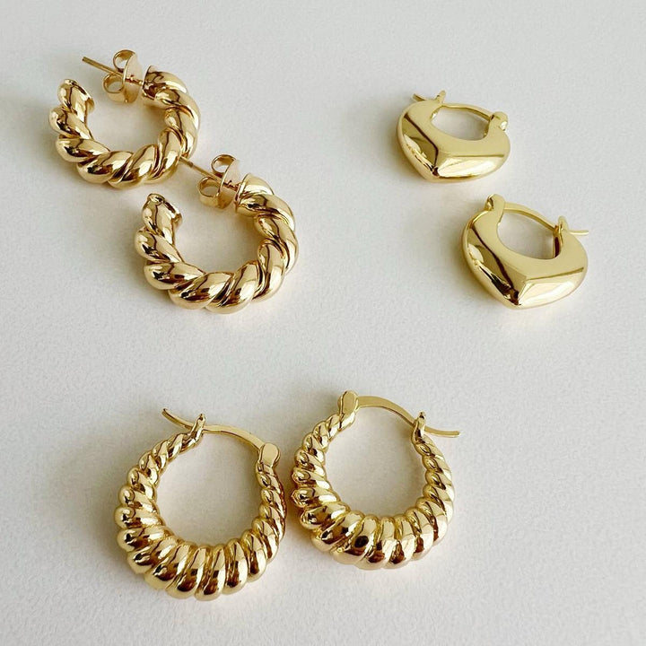 True By Kristy Jewelry - Endless Weekend Croissant Twist Hoops Earrings Gold Filled