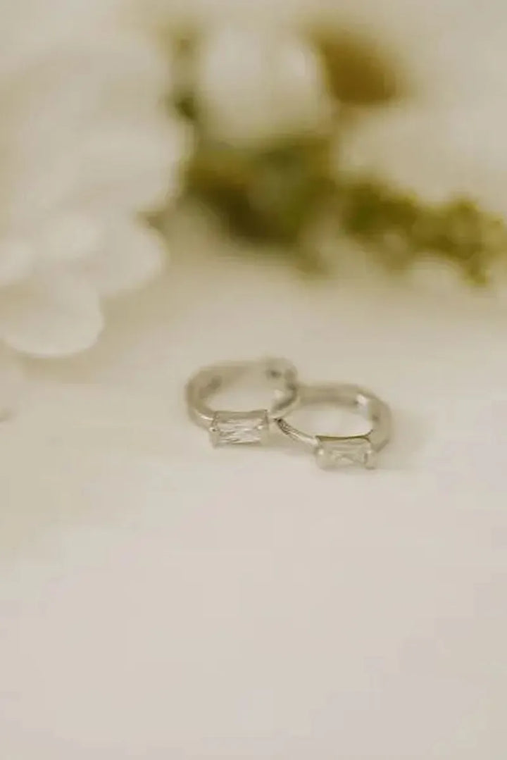 Mauve Jewelry Co. - Sophie Baguette Diamond Mini Hoops in Silver