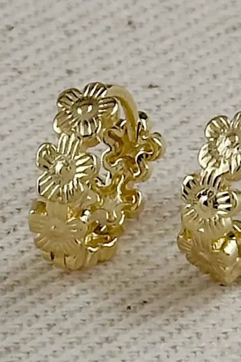 GoldFi - Flower Huggies Hoop Earrings in 18k Gold Filled