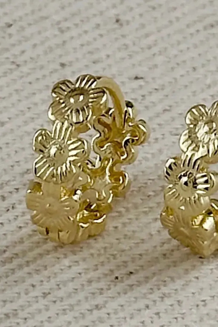 GoldFi - Flower Huggies Hoop Earrings in 18k Gold Filled