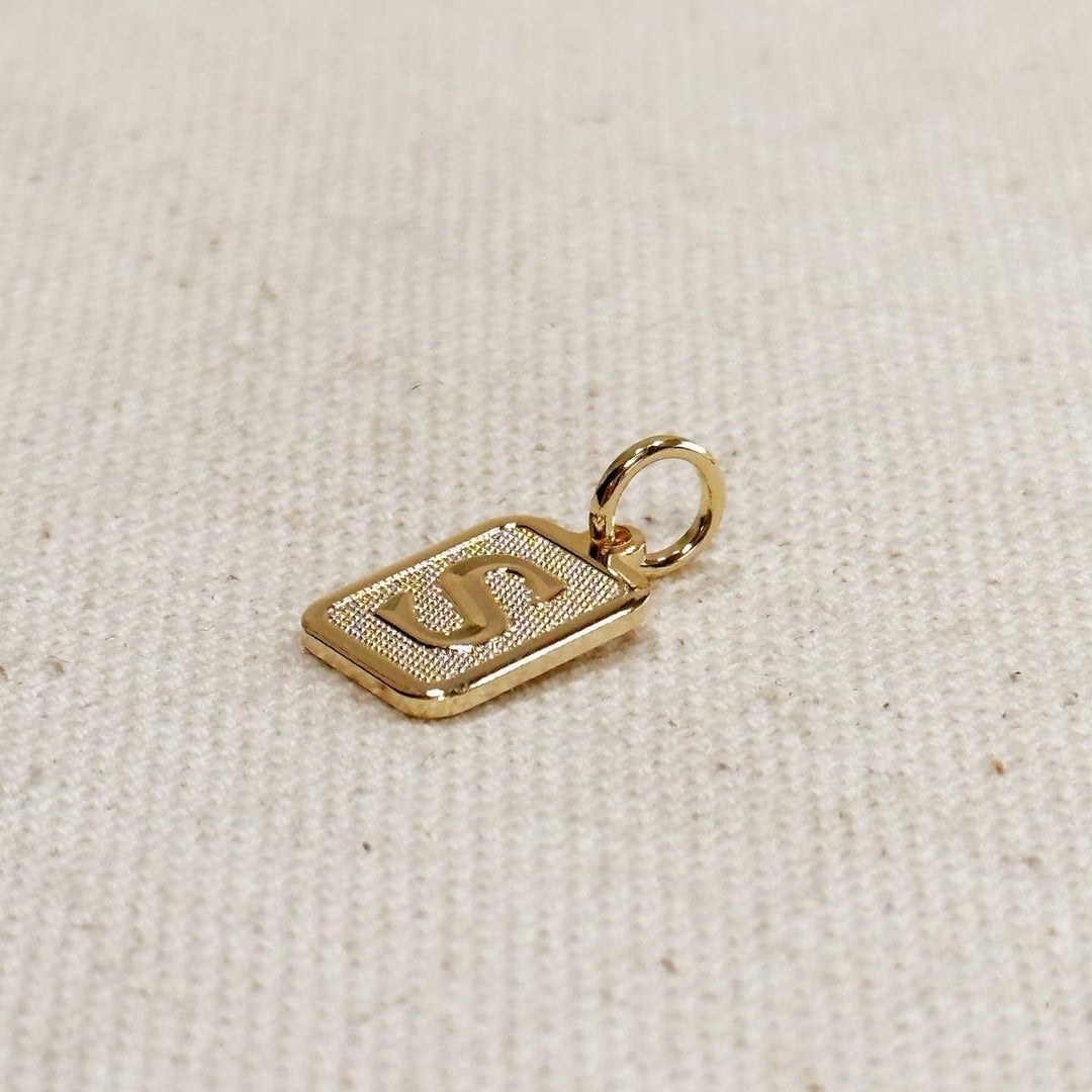 GoldFi - Textured Initial Plate Pendant in Gold Filled