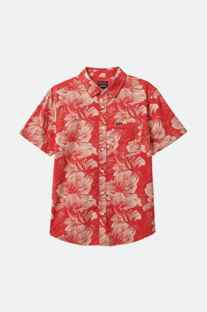 Brixton - Charter Print Short Sleeve Woven Shirt in Casa Red/Oatmilk Floral